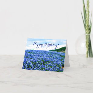 Bluebonnets Blue Flowers Texas Birthday Floral Letterpress Thank You Card
