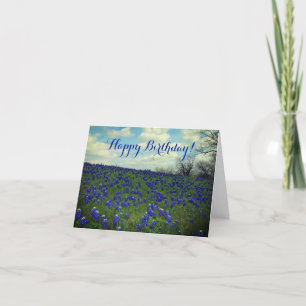 Bluebonnets Blue Flowers Texas Birthday Floral Tha Letterpress Thank You Card