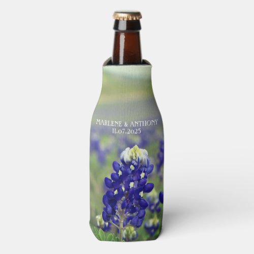 Bluebonnets Blue Flowers Texas Floral Wedding Bottle Cooler