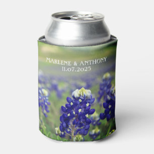 Bluebonnets Blue Flowers Texas Floral Wedding Can Cooler