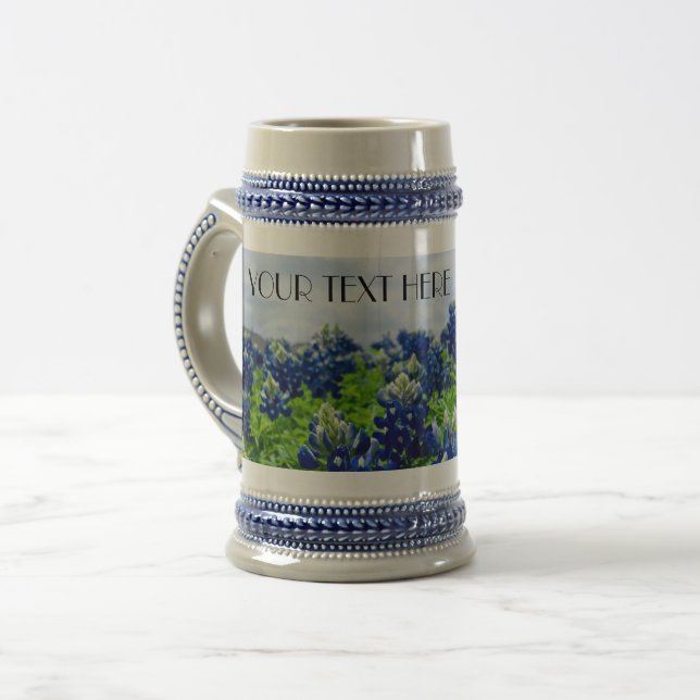 Bluebonnets Blue Flowers Texas texan Floral Beer Stein (Front Left)