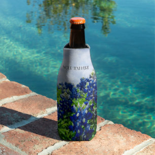Bluebonnets Blue Flowers Texas texan Floral Bottle Cooler
