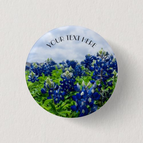 Bluebonnets Blue Flowers Texas texan Floral  Button