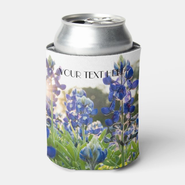 Bluebonnets Blue Flowers Texas texan Floral Can Cooler (Can Front)