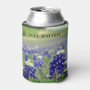 Bluebonnets Blue Flowers Texas texan Floral Can Cooler