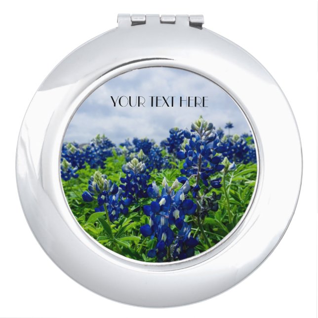 Bluebonnets Blue Flowers Texas texan Floral Compact Mirror (Front)