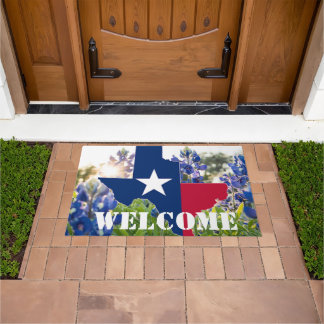Bluebonnets Blue Flowers Texas texan Floral  Doormat