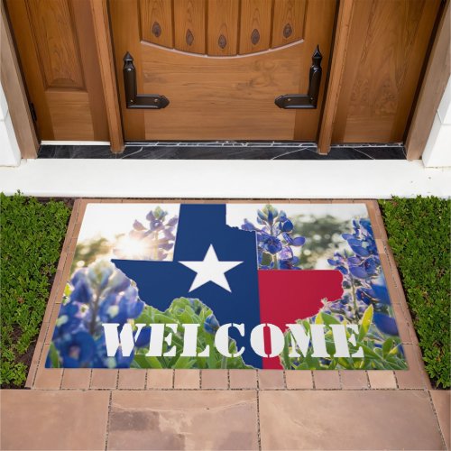 Bluebonnets Blue Flowers Texas texan Floral  Doormat