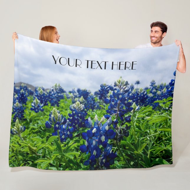 Bluebonnets Blue Flowers Texas texan Floral Fleece Blanket (In Situ)