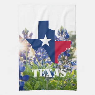Bluebonnets Blue Flowers Texas texan Floral Kitchen Towel