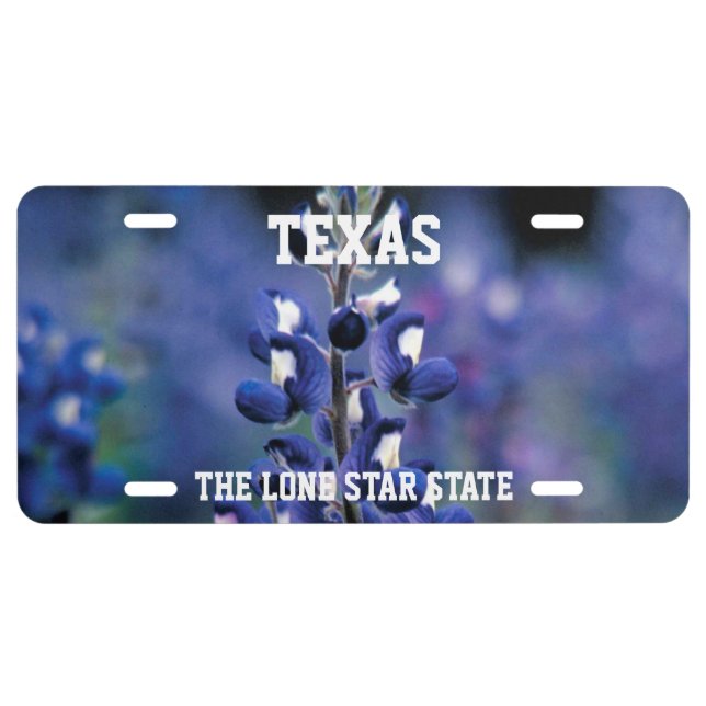 Bluebonnets Blue Flowers Texas Texan Floral Licens License Plate (Front)