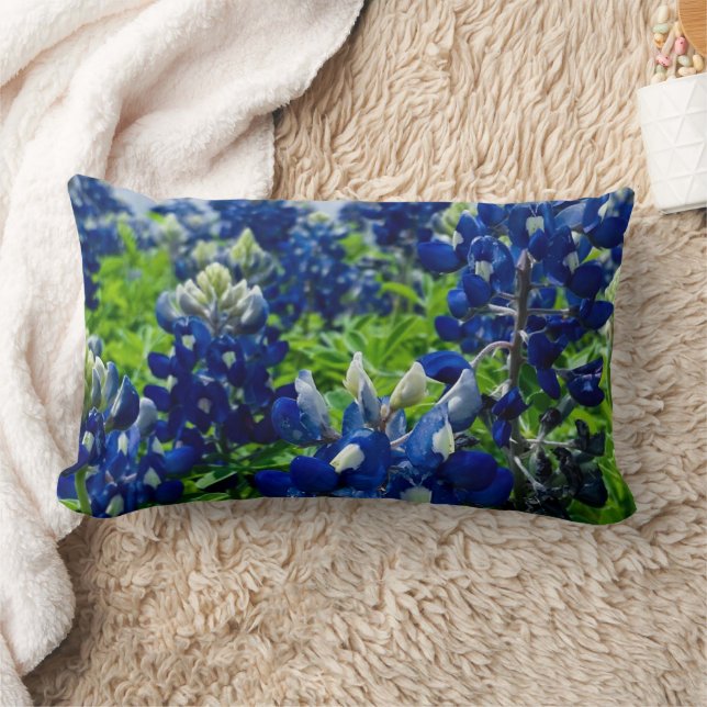 Bluebonnets Blue Flowers Texas texan Floral Lumbar Pillow (Blanket)