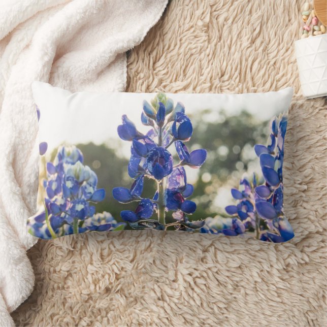 Bluebonnets Blue Flowers Texas texan Floral Lumbar Pillow (Blanket)