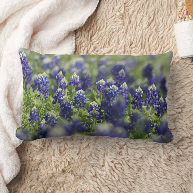 Bluebonnets Blue Flowers Texas texan Floral Lumbar Pillow (Blanket)