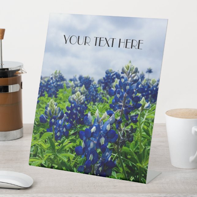 Bluebonnets Blue Flowers Texas texan Floral  Pedestal Sign (In SItu)