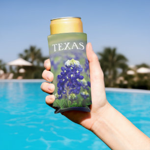 Bluebonnets Blue Flowers Texas texan Floral Seltzer Can Cooler