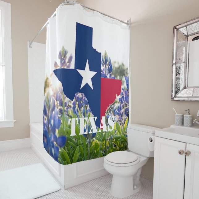 Bluebonnets Blue Flowers Texas texan Floral  Shower Curtain (In Situ)