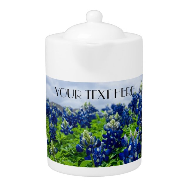 Bluebonnets Blue Flowers Texas texan Floral Teapot (Front)