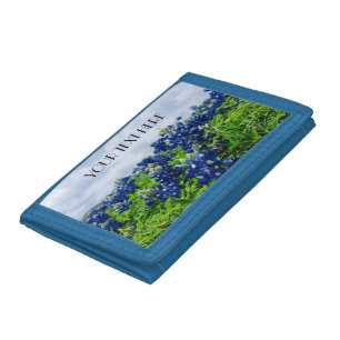 Bluebonnets Blue Flowers Texas texan Floral Tri-fold Wallet
