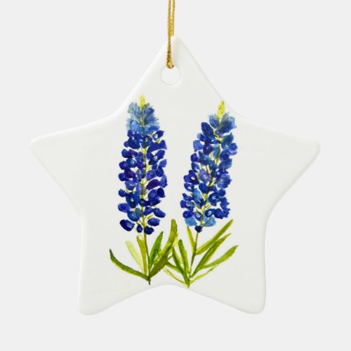 Bluebonnets Blue Flowers Texas Texan Lupine Ceramic Ornament