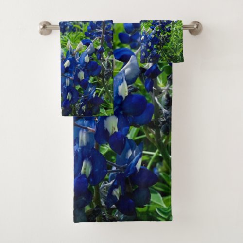 Bluebonnets Blue Flowers Texas Texan State Floral Bath Towel Set