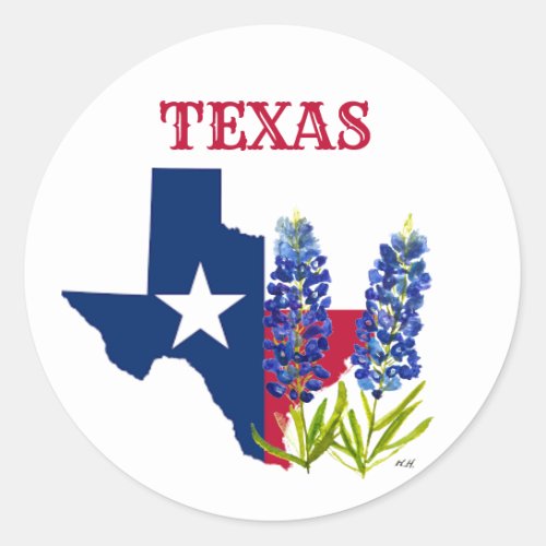 Bluebonnets Blue Flowers Texas Texan State Floral Classic Round Sticker