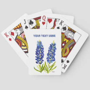Bluebonnets Blue Flowers Texas Watercolor Floral Poker Cards