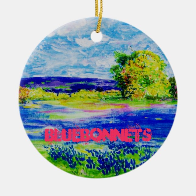 bluebonnets ceramic ornament (Front)