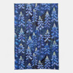 Bluebonnets - Dark Blue Texas Flowers Kitchen Towel