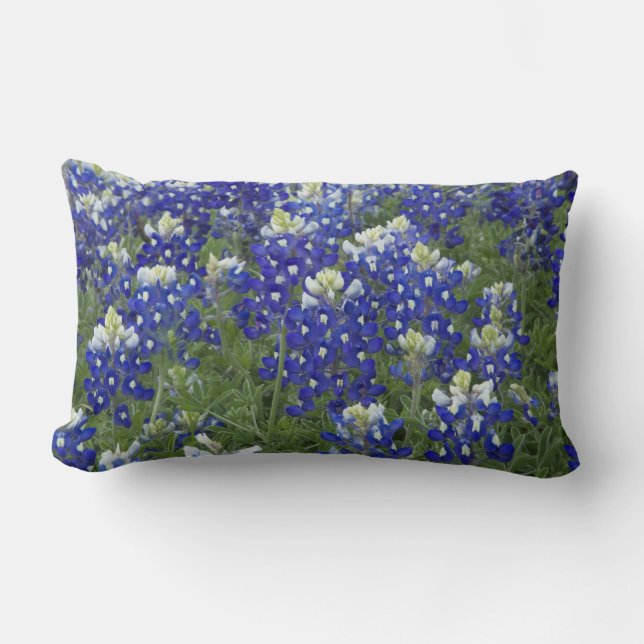 Bluebonnets Field Texas State Flower Lumbar Pillow (Front)
