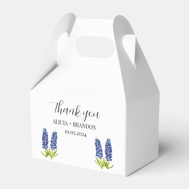 Bluebonnets Floral Elegant Modern Wedding Favor Boxes (Front Side)