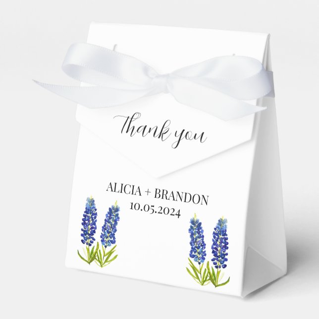 Bluebonnets Floral Elegant Modern Wedding Favor Boxes (Front Side)