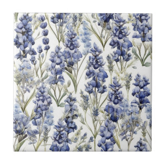 Bluebonnets Flowers Blue Watercolor Wildflowers Ceramic Tile