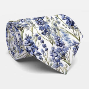 Bluebonnets Flowers Blue Watercolor Wildflowers Neck Tie