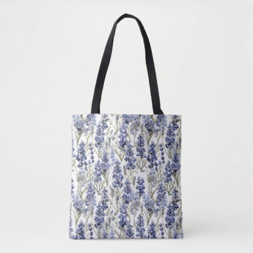 Bluebonnets Flowers Blue Watercolor Wildflowers Tote Bag