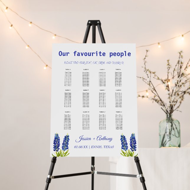 Bluebonnets Flowers Blue Wildflower Texas Wedding Foam Board (In Situ (Stand))