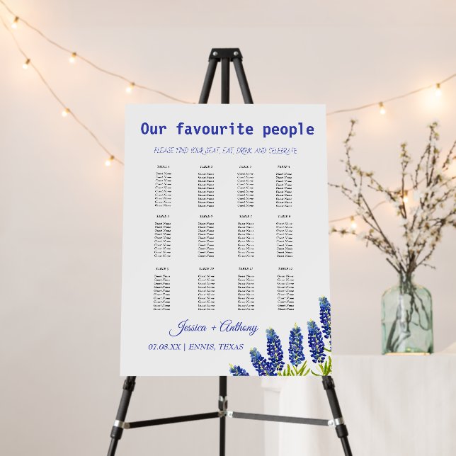 Bluebonnets Flowers Blue Wildflower Texas Wedding Foam Board (In Situ (Stand))