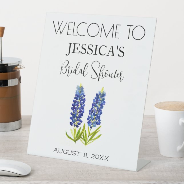 Bluebonnets Flowers Bridal Shower Welcome Sign (In SItu)
