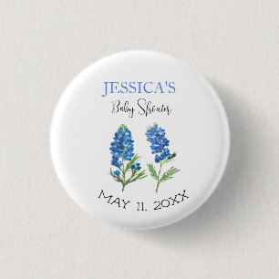 Bluebonnets Flowers Texas Baby Shower Girl Button