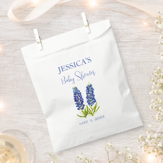 Bluebonnets Flowers Texas Baby Shower Girl Favor Bag (Clipped)