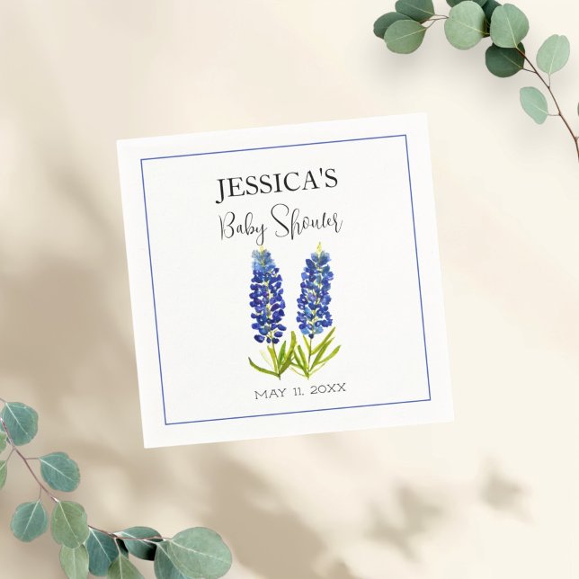 Bluebonnets Flowers Texas Baby Shower Girl Napkins (Creator Uploaded)