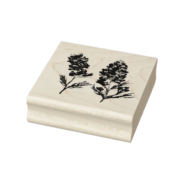 Bluebonnets Flowers Wildflowers Lupine Texas  Rubber Stamp (Stamp)