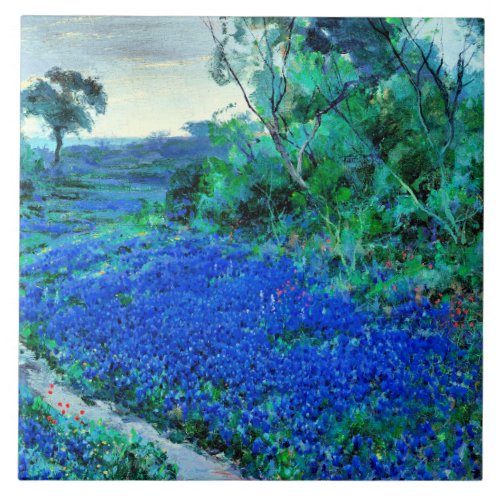 Bluebonnets in the Misty Morning Ceramic Tile