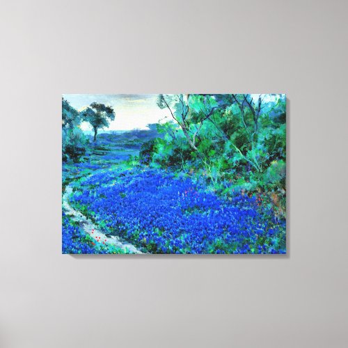 Bluebonnets in the Misty Morning fine art Canvas Print