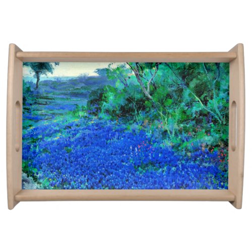 Bluebonnets in the Misty Morning Serving Tray