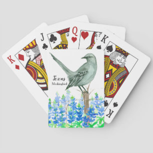 Bluebonnets Mockingbird State Bird of Texas Poker Cards