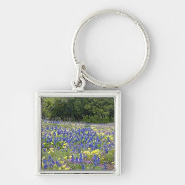 Bluebonnets, primrose, and phlox keychain (Front)
