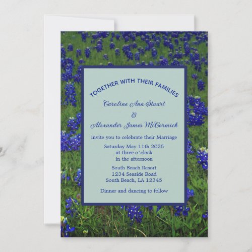 Bluebonnets Texas Blue Floral Elegant Wedding Invitation