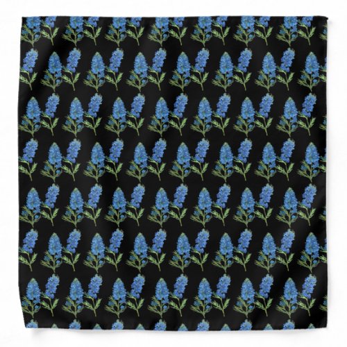 Bluebonnets Texas Blue Floral vintage watercolor Bandana