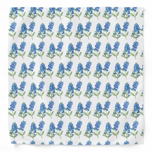 Bluebonnets Texas Blue Floral vintage watercolor Bandana